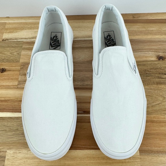 Vans Classic‎ Slip On Sneakers Canvas White Casual Skate Shoes Men's 13 - Picture 2 of 8